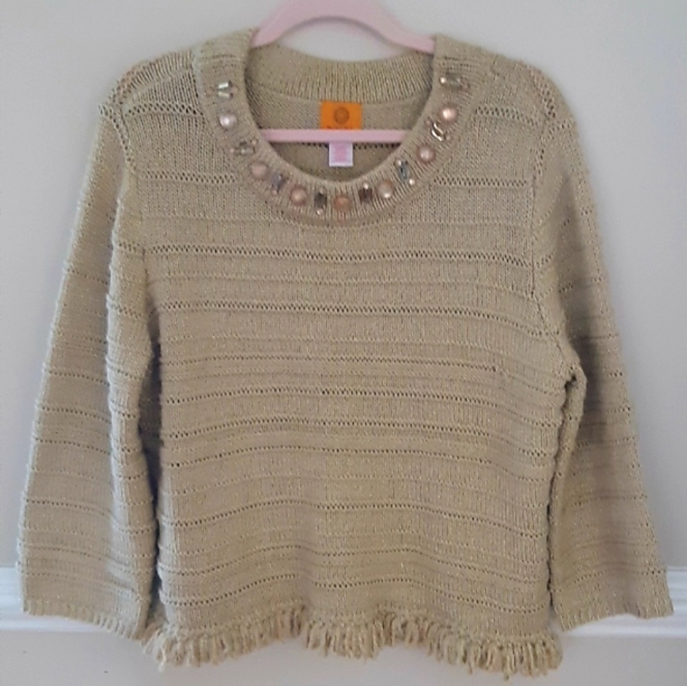 Ruby Rd. Jeweled Knit Sweater
